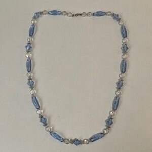 Light Blue & Clear Lucite Necklace